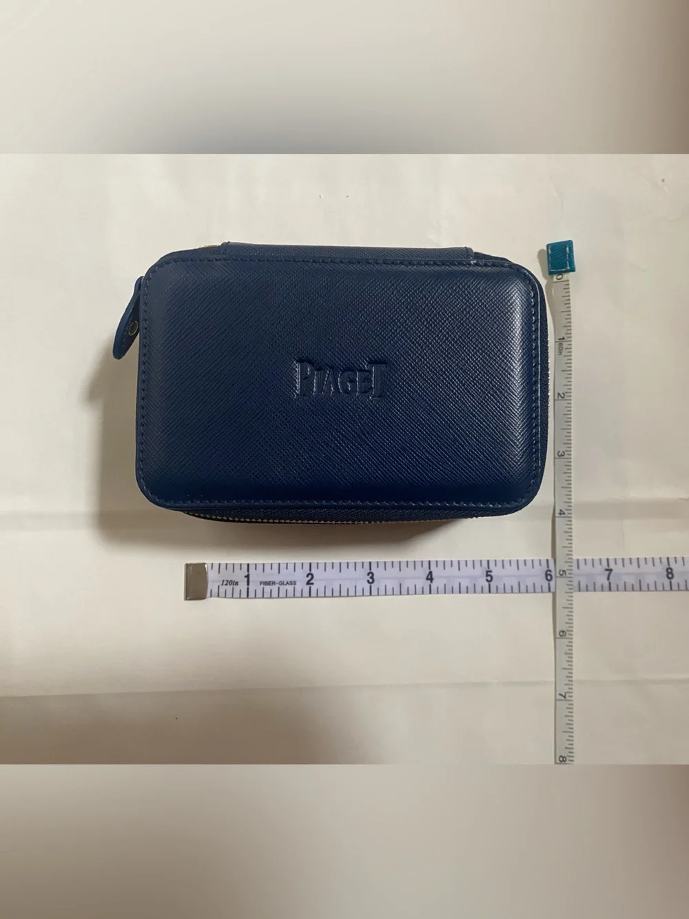 Leather Unisex Navy Leather Zippered Travel Case